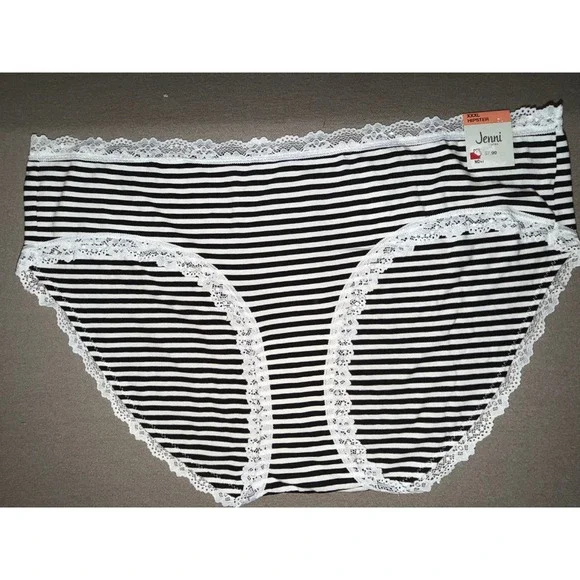 Jenni Intimates XXXL Hipster Panties Pale Blue Ink Stripe Lace Trim Lot of 3 NWT - Picture 3 of 8